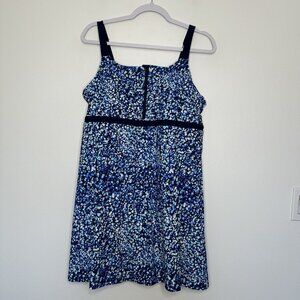 Lands End Swim Dress Swimsuit Size XL Blue Abstract Print